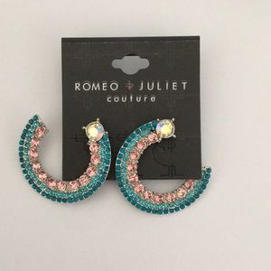 New Romeo & Juliet Half Moon Crystal & Beaded Earr